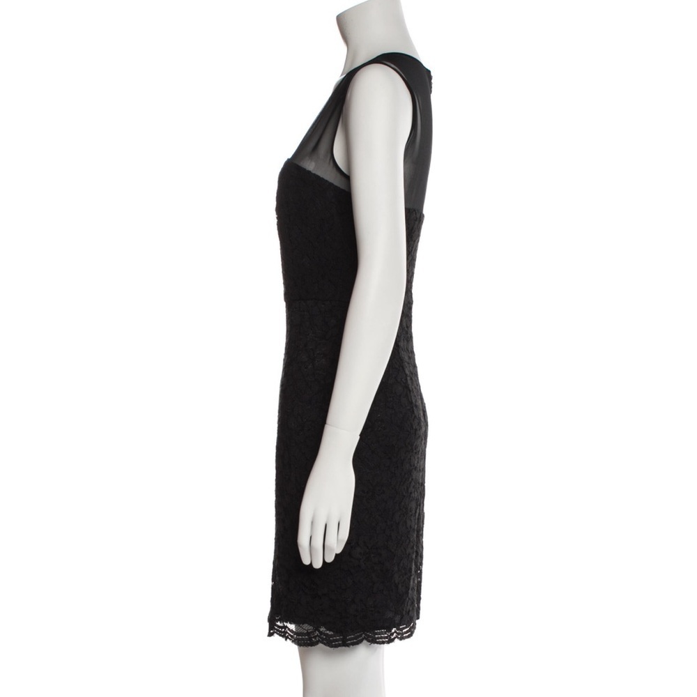DIANE VON FURSTENBERG BLACK MESH MINI DRESS WITH LACE DETAILS - Picture 2 of 3